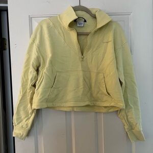 OUTDOOR VOICES - NEON YELLOW CROPPED QUARTER ZIP - SIZE LARGE
